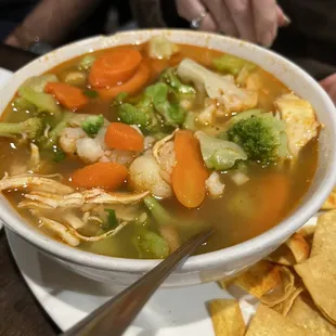 Chicken soup. (tortilla)