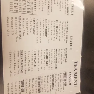 a menu for a restaurant