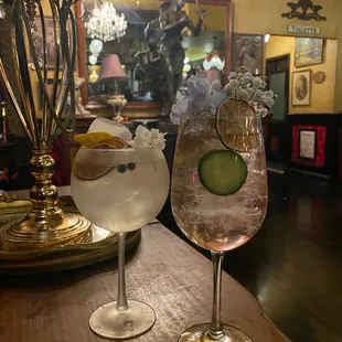 two gin cocktails