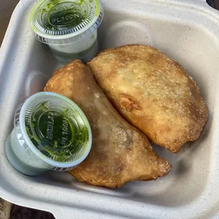 Crab and chicken empanada with chimichurri