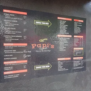 Menu, I know it&apos;s hard to see.