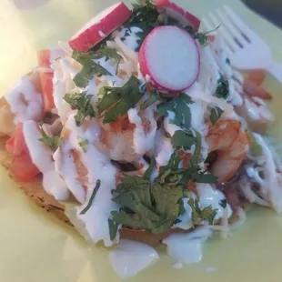 Shrimp tostada