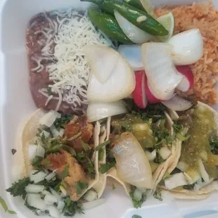 Steak n carnitas tacos