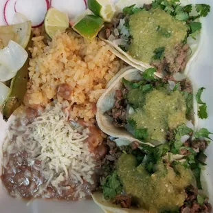 3 steak tacos combination.