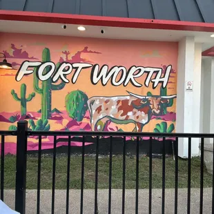 Mural at the outside sitting area