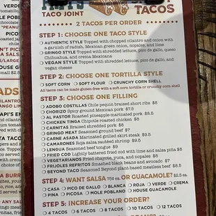 Taco order form