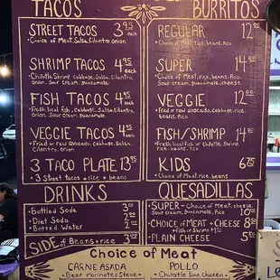 Menu board