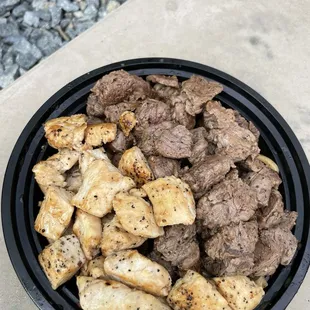 Chicken and beef noodle bowl