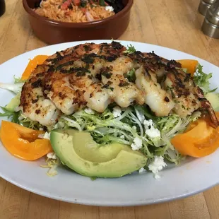 Shrimp salad was awesome. Delicious shrimp and tomatoes