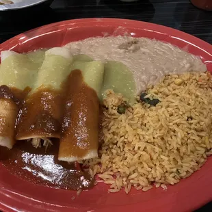 Enchiladas verdes chicken (even though some red sauce was on there) - good choice, moist chicken