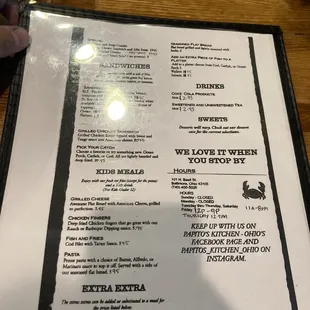 Other side of menu