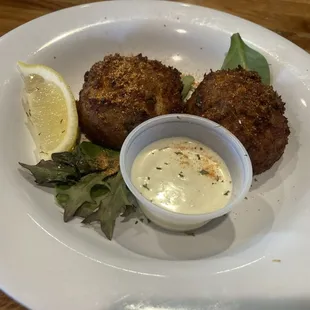 Crab cakes.