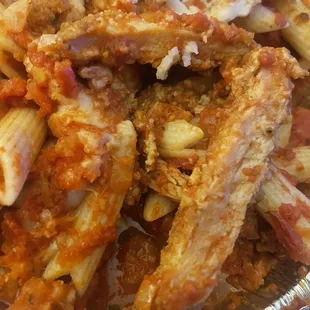 Chicken parmigiana- pre cooked sliced chicken that's hard as a rock!