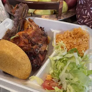 Chicken / steak combo and empanada