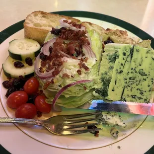 Cajun chicken and wedge salad with a giant piece of bleu cheese