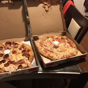 two pizzas in a box