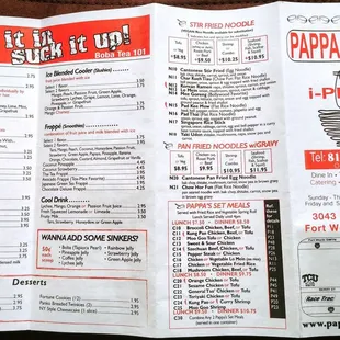 the menu