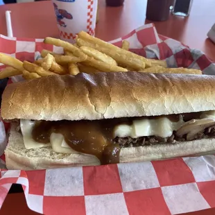 a sandwich and french fries