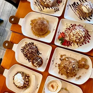 a variety of desserts on plates
