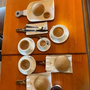 Coffee Bun with Kaya &amp; Ginger power On the side &amp; Karak Tea.