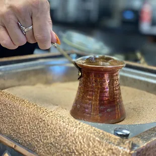 Turkish coffee -brewed in hot sand