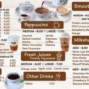 PappaRoti Drinks Menu