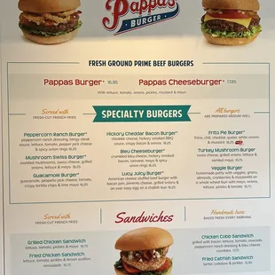 menu, burgers