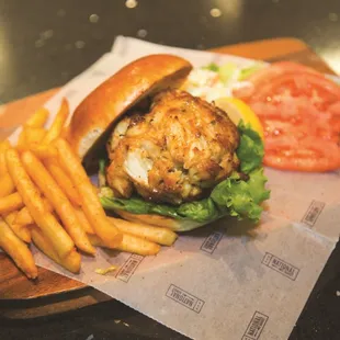 a burger and french fries