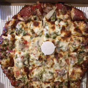 This is the 12 inch deluxe with extra. The prices are good and the pizzas are consistently good, no great!