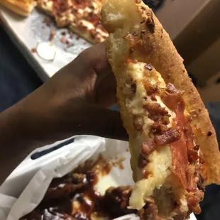 Pepperoni pizza with bacon