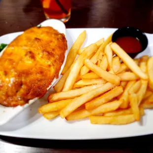 Crab imperial with fries (and brown grqvy!)
