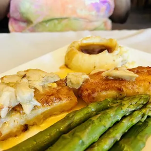 Chilean seabass with lump crab meat up close