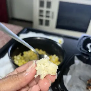 Raw batter from my hush puppies.