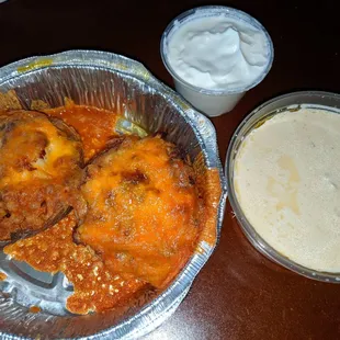 Seafood skins and 1/2 of a pint of cream of crab