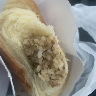 Inside of boudin kolache. Love this type of bread