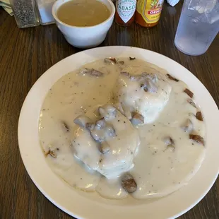 Biscuits and Gravy with a side of green chili
