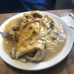 Huge Burrito with green chili