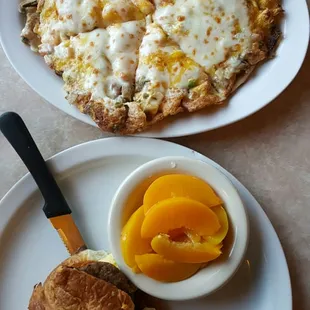 Croissant sandwich and Crazy breakfast pizza!