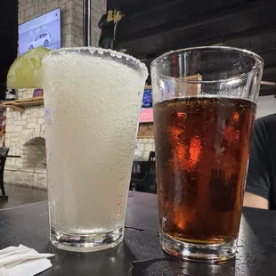 House margerita and shiner bock