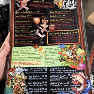 Front of menu