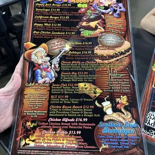 Back of menu.