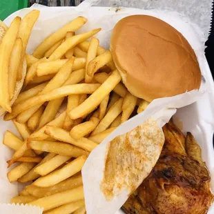 a chicken sandwich and french fries