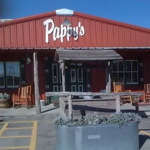 shows the front of the restaurant