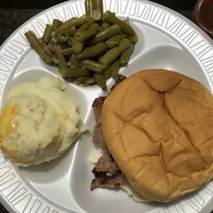 Brisket Sandwich- Mashed Potatoes- Green Beans