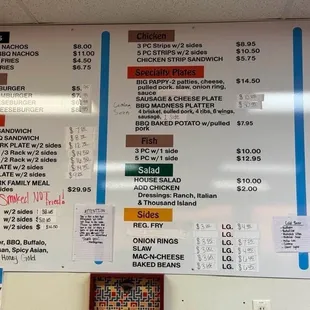 Menu from January 2024