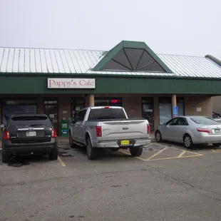Outside the the restaurant, view looking east.