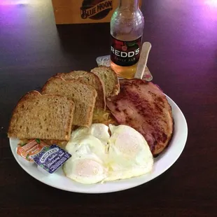 Breakfast! Ham steak and eggs! Yummy!!