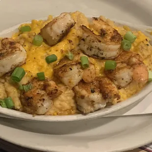 Shrimp and grits . Very filling ! Shrimp needs more seasoning