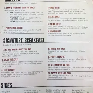 Pappy's Breakfast Menu (current as of 12/2011)