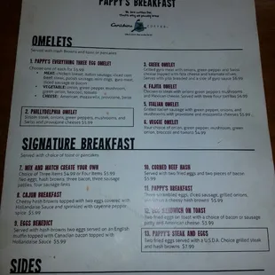 Pappys Breakfast Menu